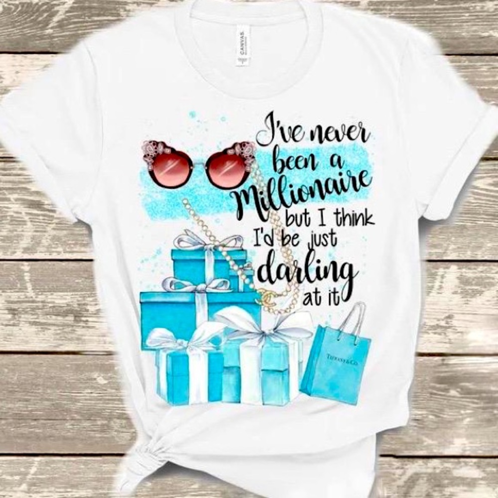 Never Been A Millionaire Tiffany Box Womens Tee Shirt